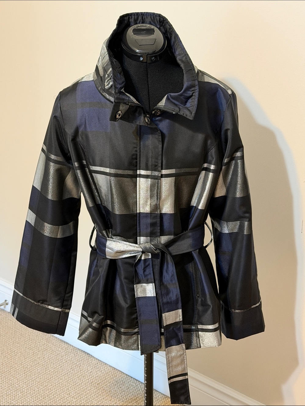 PULI Jacket Zip Front Snap Close Belted